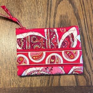 Vera Bradley Pink & Red Quilted Zip Wristlet